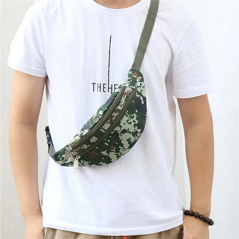 Camouflage Men Waist Pack Canvas Fanny Bag Hip Pouch Zipper Pocket