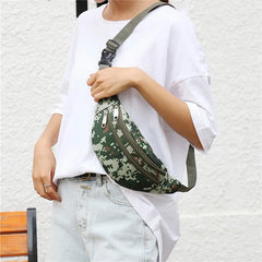 Camouflage Men Waist Pack Canvas Fanny Bag Hip Pouch Zipper Pocket