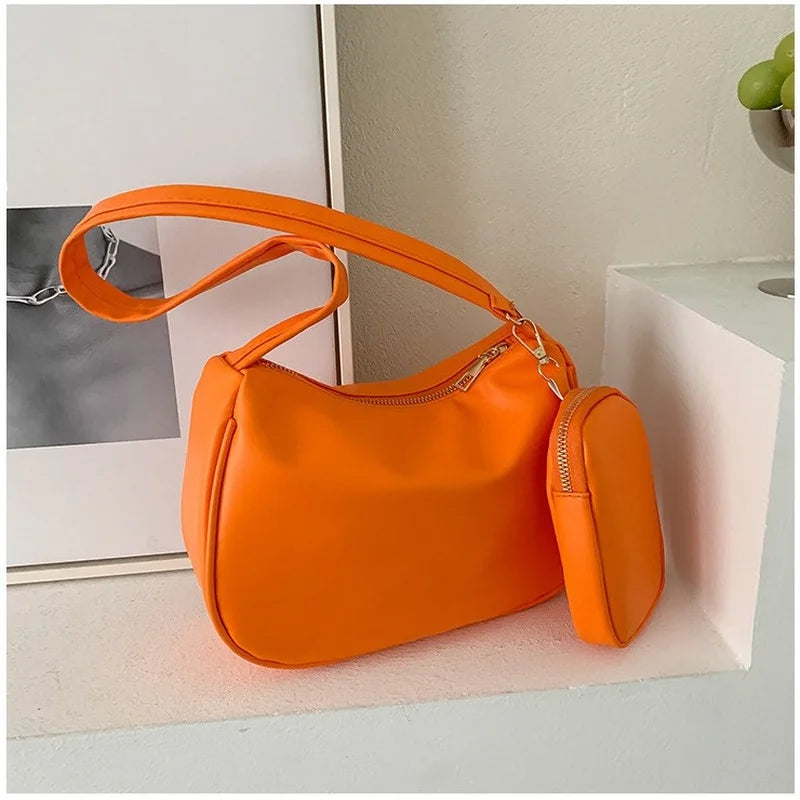 Women's Candy Bag PU Leather Tote Shoulder Handbag