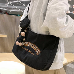 Embroidered Bear Canvas Clutch Purse Handbag