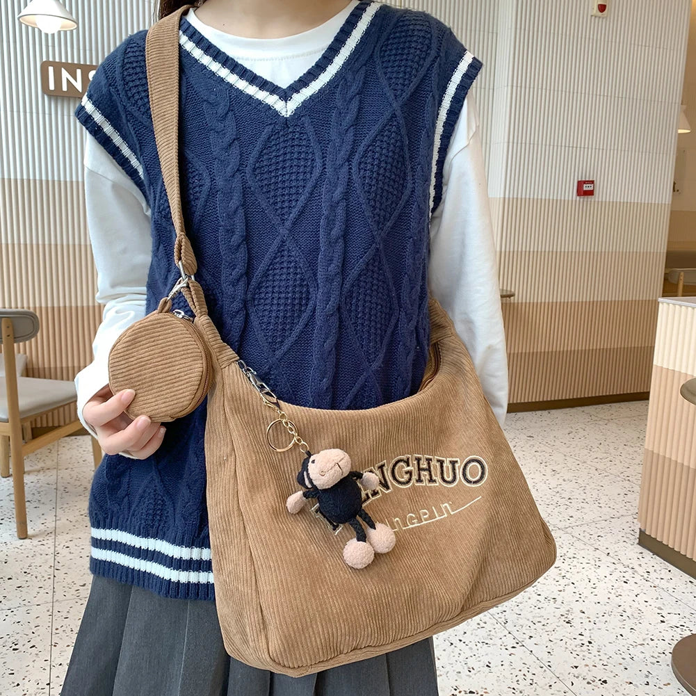Embroidered Bear Canvas Clutch Purse Handbag