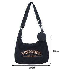 Embroidered Bear Canvas Clutch Purse Handbag