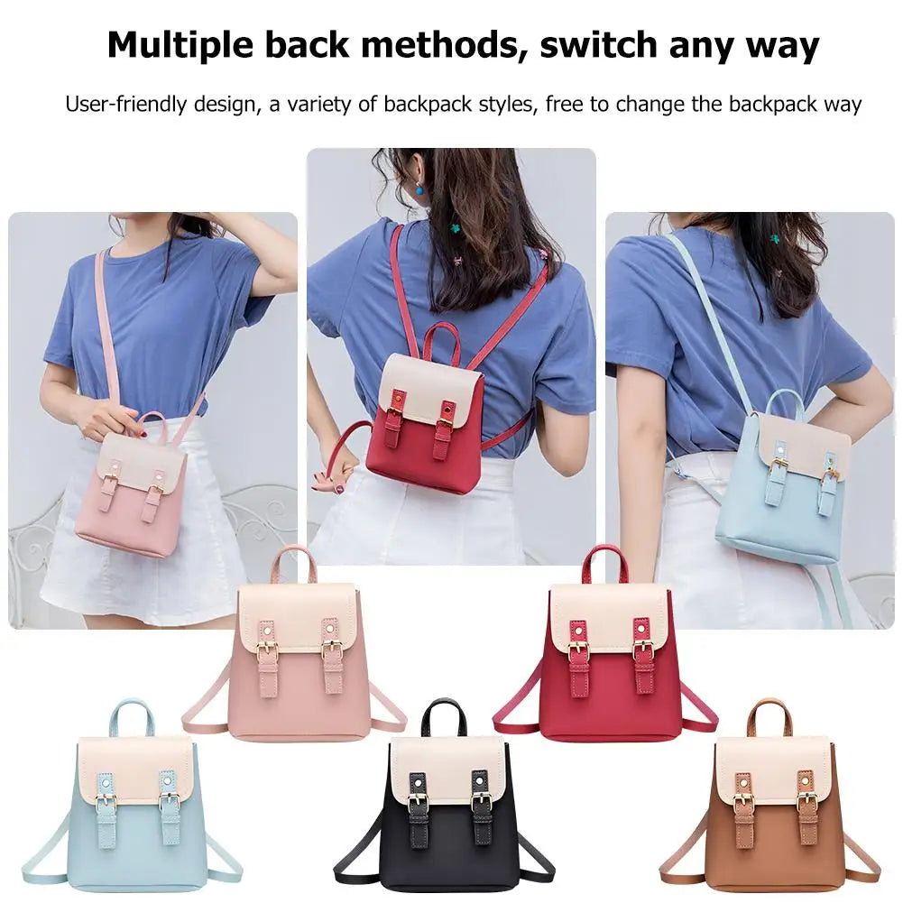 Candy Women Small Backpack Waterproof Splicing Hit Shoulder Bags School Bags