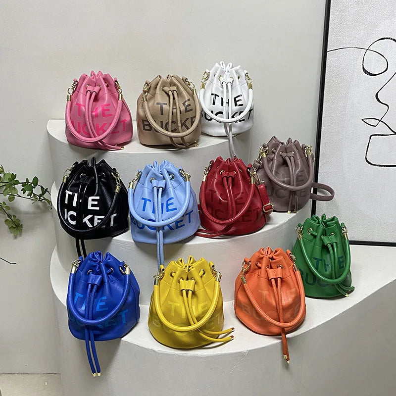 Candy Women's Handbags Drawstring Bucket Bag Shoulder Crossbody Tote