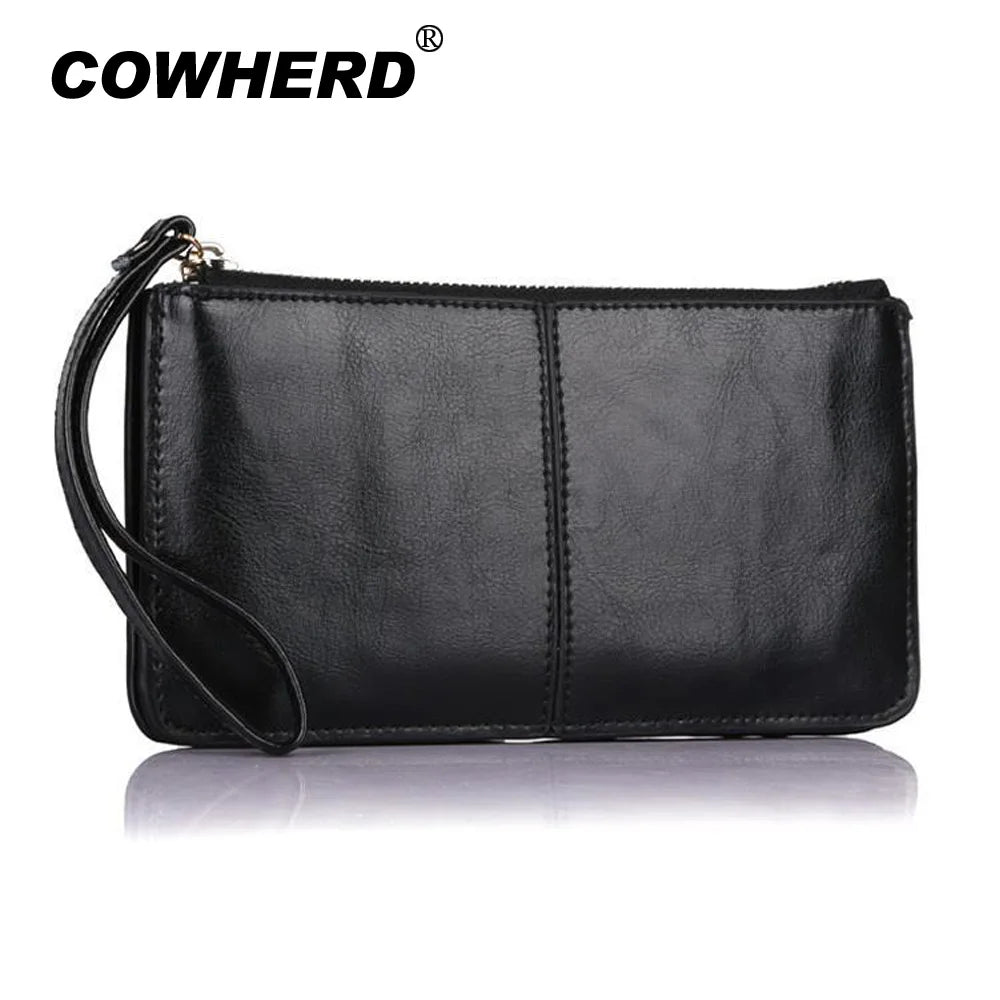Candy Colors Bag Wristlet Oil Wax Leather Evening Clutch Wallet