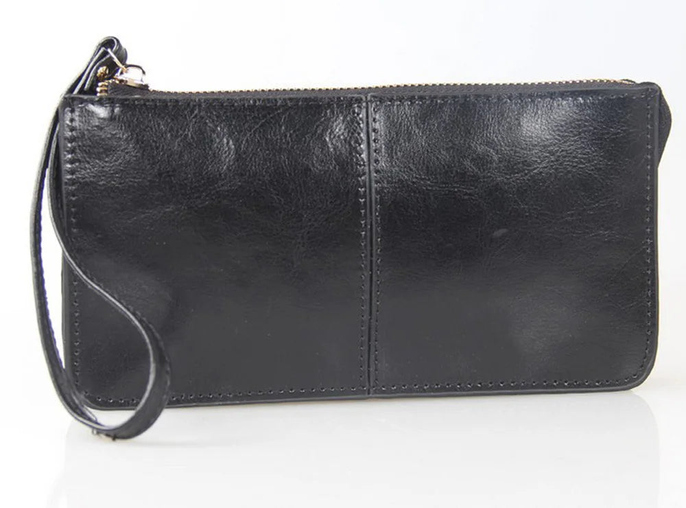 Candy Colors Bag Wristlet Oil Wax Leather Evening Clutch Wallet