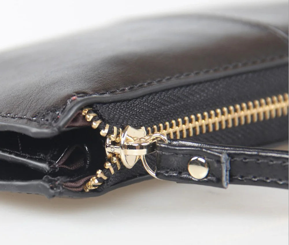 Candy Colors Bag Wristlet Oil Wax Leather Evening Clutch Wallet