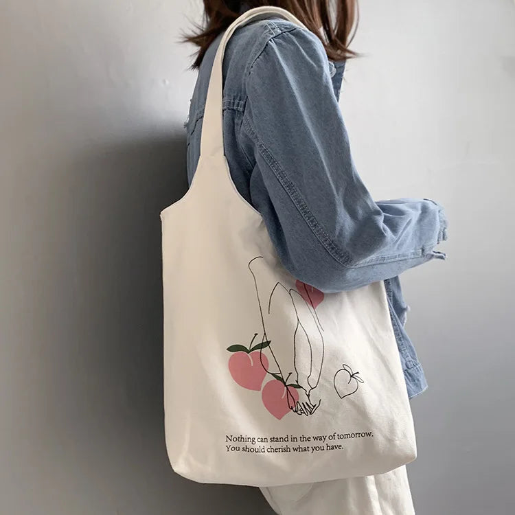 Orange Artistic Canvas Bag Female One Shoulder Janpanese College Student Ins Por