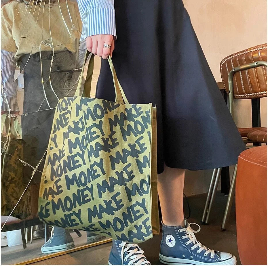 Vintage Canvas Shoulder Bag Zipper Handbag