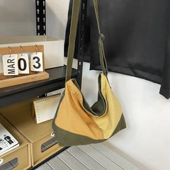 Plaid Messenger Bag for Students, Large Capacity Shoulder Tote