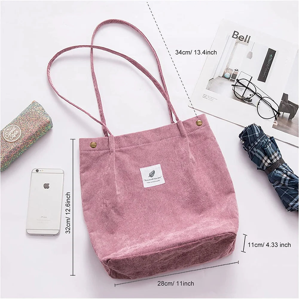 Corduroy Shoulder Bag for Women Outdoor Shopping Party Handbag