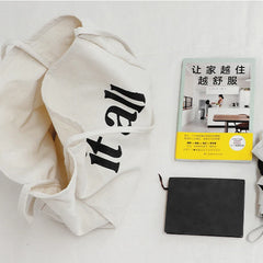 Women Handbag Large Capacity Shoulder Bag Letters Print Canvas Bag