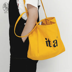 Women Handbag Large Capacity Shoulder Bag Letters Print Canvas Bag
