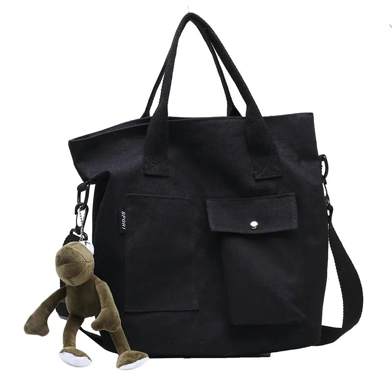 Canvas Shoulder Bag Large Capacity Shopper Tote Bag Casual Cross Body Bag Women