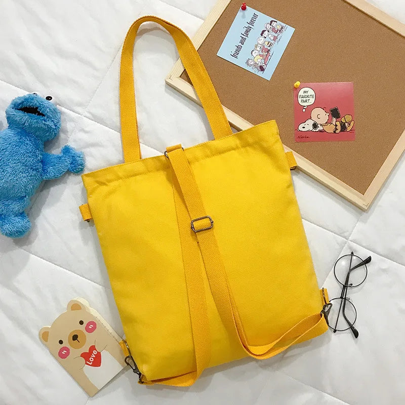 Canvas Capacity Women Shoulder Bag Zipper Cotton Tote Shopper Bag