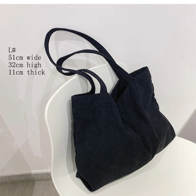 Corduroy Shoulder Shopping Bags for Women Large Capacity Totes