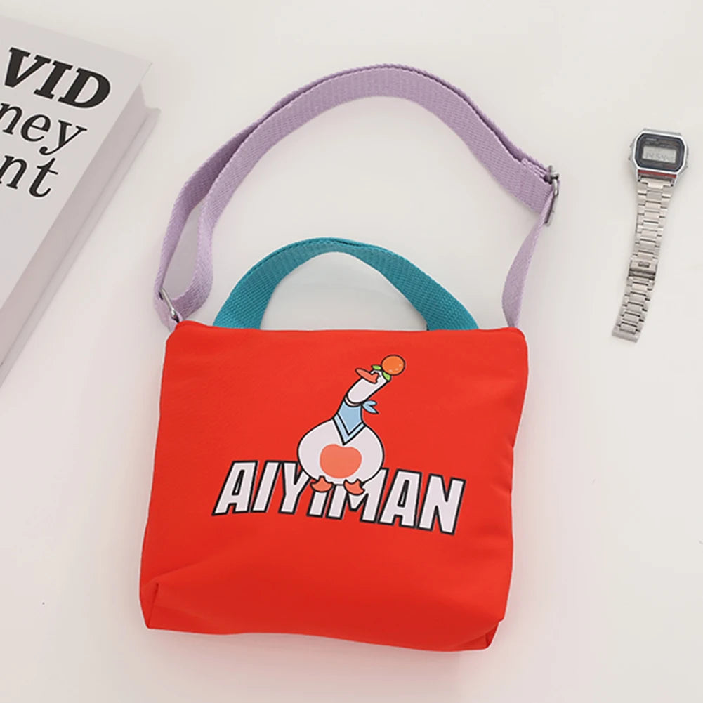 Canvas Crossbody Bags Cartoon Animal Prints Zipper Multipurpose for Ladies Girls