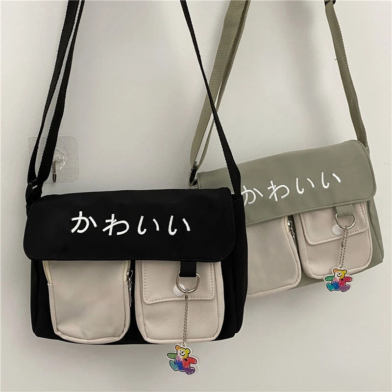 Canvas Diagonal Cross Body Bag Large Capacity Women Shoulder Bag