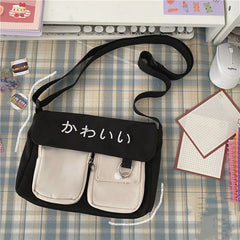 Canvas Diagonal Cross Body Bag Large Capacity Women Shoulder Bag