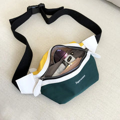 Canvas Fanny Pack Waist Bag for Women Contrast Chest Phone Pouch Belly Bag