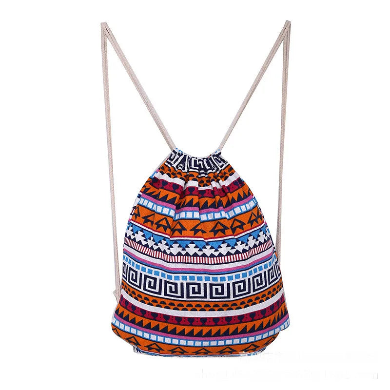 Canvas Backpack Drawstring Bag for Teen Girls Casual Women Backpack