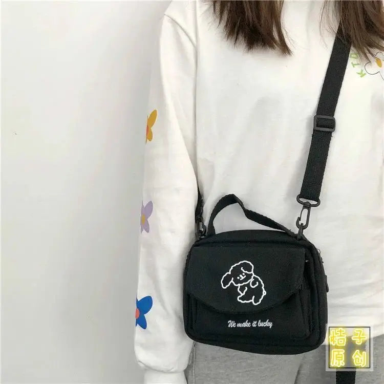 Canvas Girls Cartoon Print Cross Bag Small Handbags