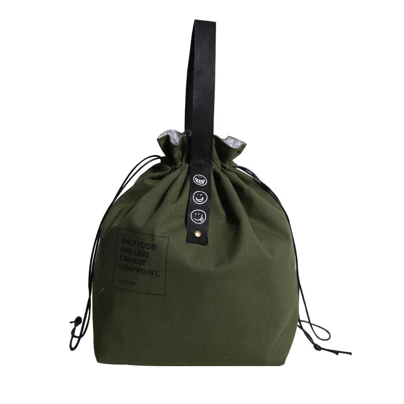 Canvas Lunch Bag Bento Box Handbag Picnic Dinner Container