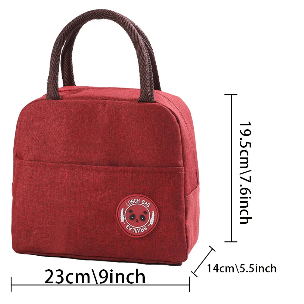Canvas Lunch Bag Golden Flower Printing Picnic Travel Cooler Breakfast Box