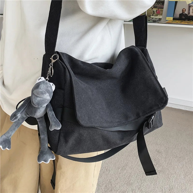 Canvas Messenger Bag Large Capacity Shoulder Bag for Men & Women