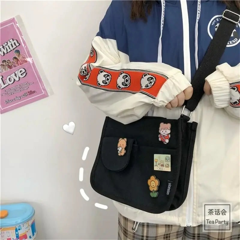 Canvas Messenger Bag Large Capacity Harajuku Japanese Student School Bags