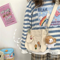 Canvas Messenger Bag Large Capacity Harajuku Japanese Student School Bags