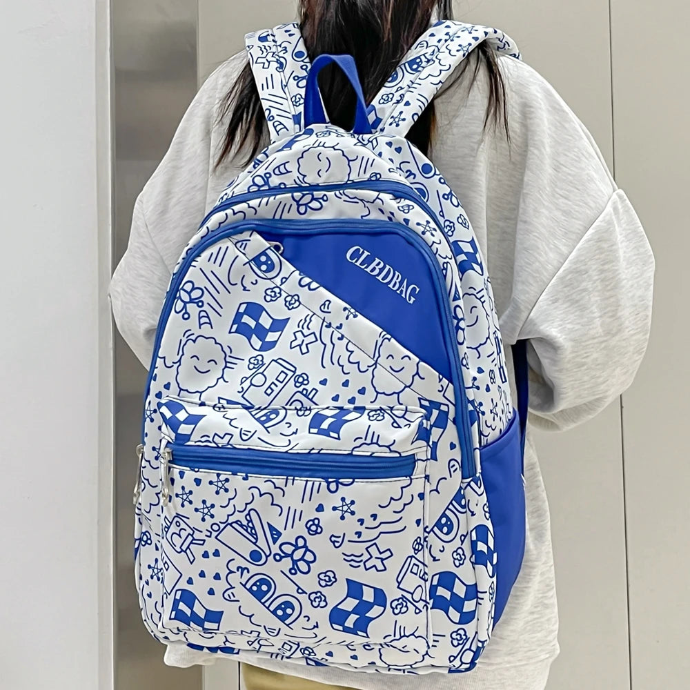 Girls Cartoon School Backpack for Teens 6-12 Yrs Waterproof Book Bag