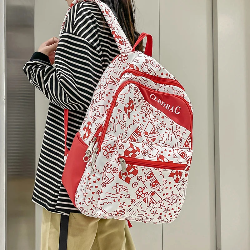 Girls Cartoon School Backpack for Teens 6-12 Yrs Waterproof Book Bag