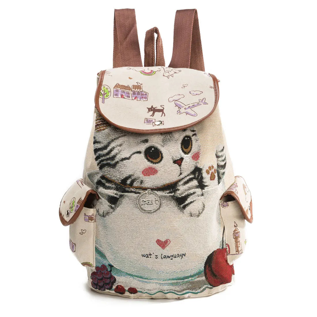 Cat Printing Kids Backpack Soft Back Children School Bags