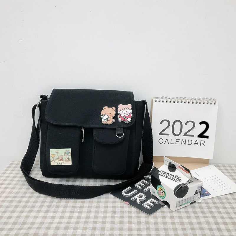 Canvas Shoulder Bag Messenger Bag Crossbody Tote Bag School Bags
