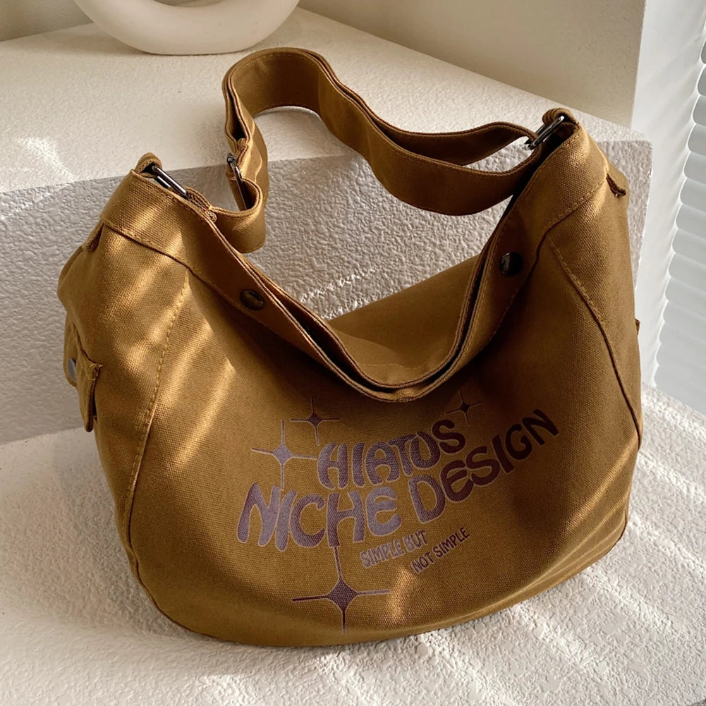 Canvas Shoulder Bag Large Capacity Women Ladies Handbags Letter Printed