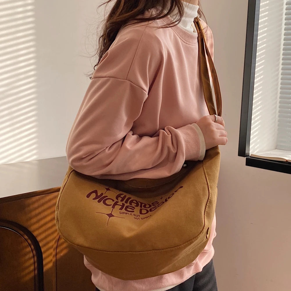 Canvas Shoulder Bag Large Capacity Women Ladies Handbags Letter Printed