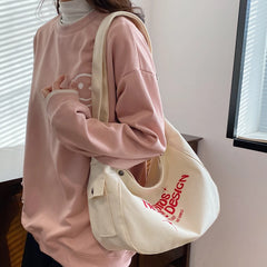 Canvas Shoulder Bag Large Capacity Women Ladies Handbags Letter Printed