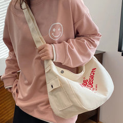 Canvas Shoulder Bag Large Capacity Women Ladies Handbags Letter Printed