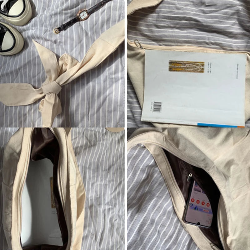 Canvas Shoulder Bag Women Hobo Crossbody Handbag Large Capacity Shopping Bag