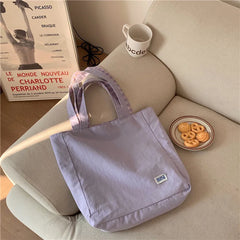 Canvas Shoulder Bags Women Double-side Plaid Large Capacity Handbags