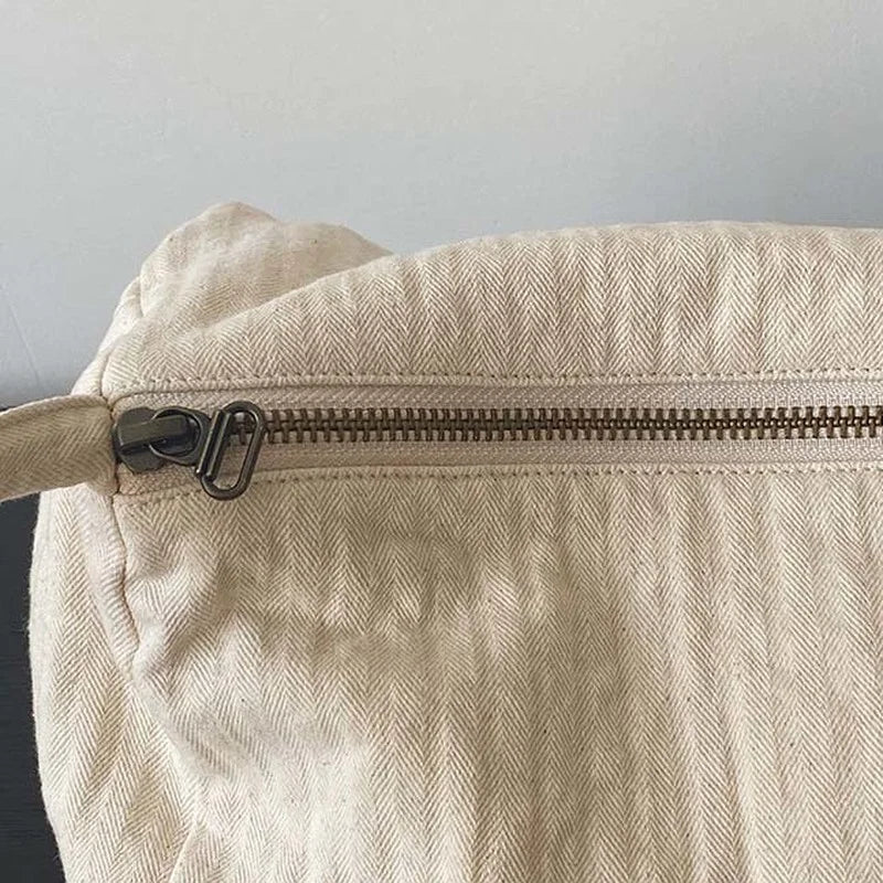 Canvas Shoulder Bags Women Retro Square Big Capacity Underarm Bag