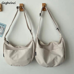 Canvas Shoulder Bags Women Solid Cross Body Large Capacity