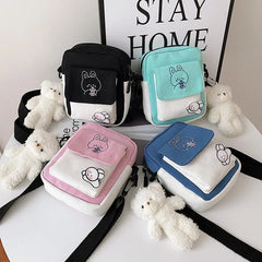 Cartoon Printed Canvas Small Shoulder Bag