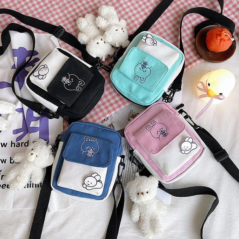Canvas Small Shoulder Crossbody Bag for Women