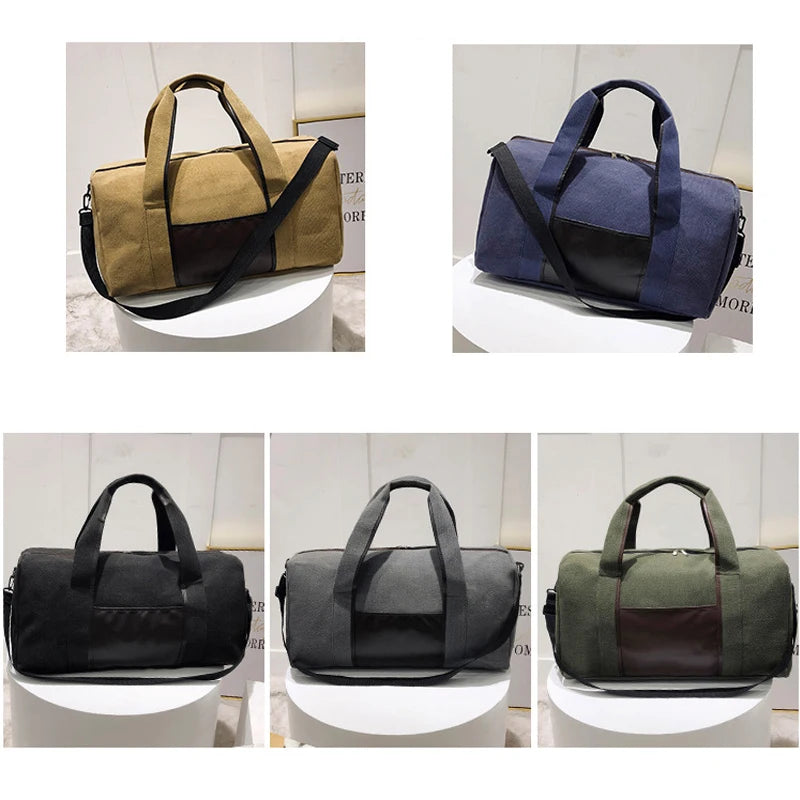 Canvas Travel Bag Handbag Shoulder Messenger Storage Bag Men Women