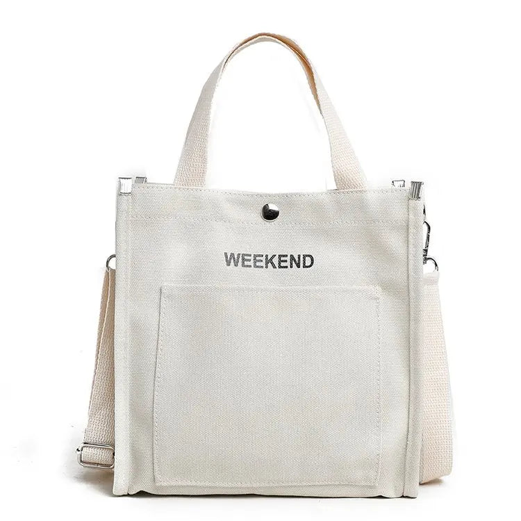 Women Canvas Tote Shoulder Bag Large Capacity Solid Print Handbag