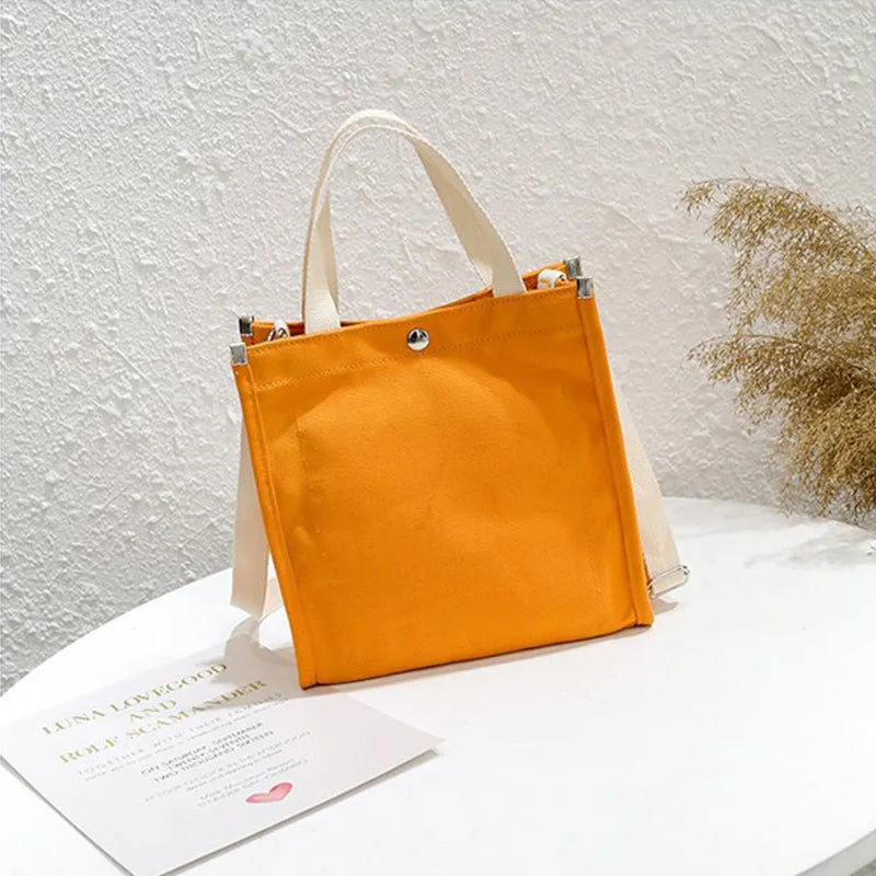 Women Canvas Tote Shoulder Bag Large Capacity Solid Print Handbag
