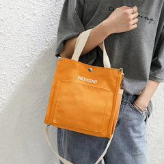 Women Canvas Tote Shoulder Bag Large Capacity Solid Print Handbag