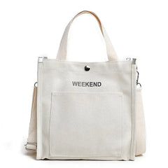 Women Canvas Tote Shoulder Bag Large Capacity Solid Print Handbag